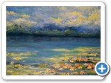 Seerosen -- Acryl auf Canvas Board 50 x 40 (in Privatbesitz)