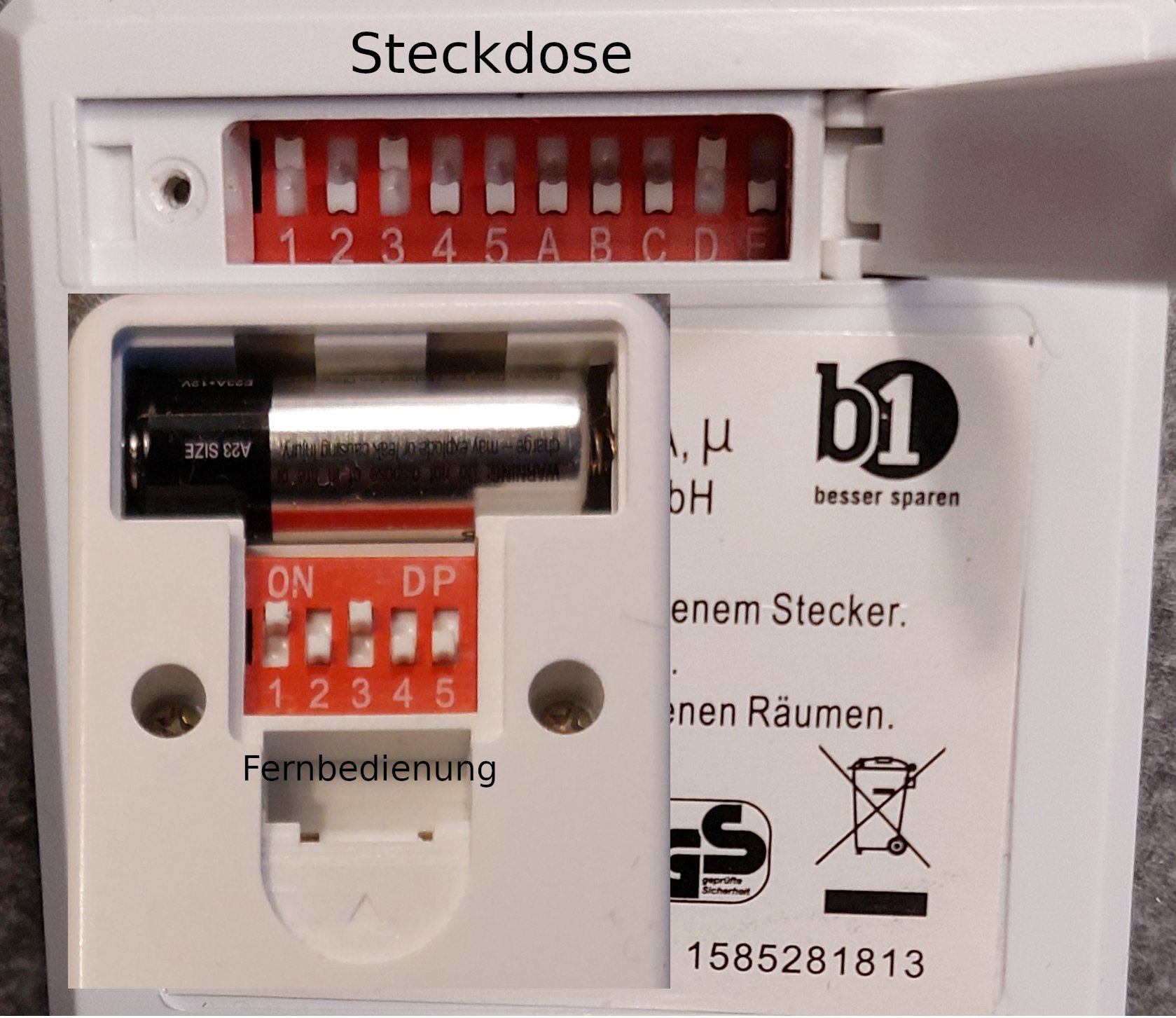 Fernbedienung und Steckdose
